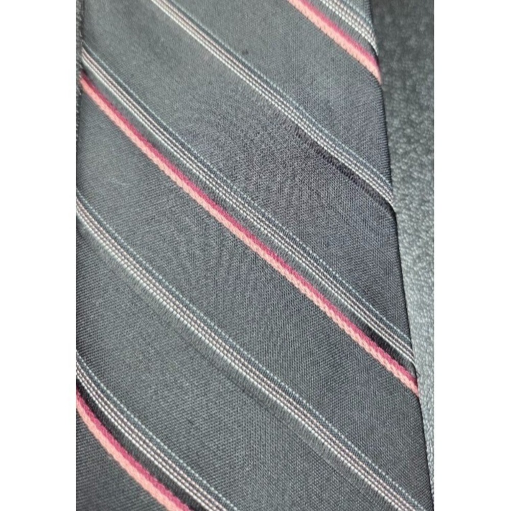 Men's Necktie Vintage Polyester Skinny Dark Brown Pink Stripe Lines